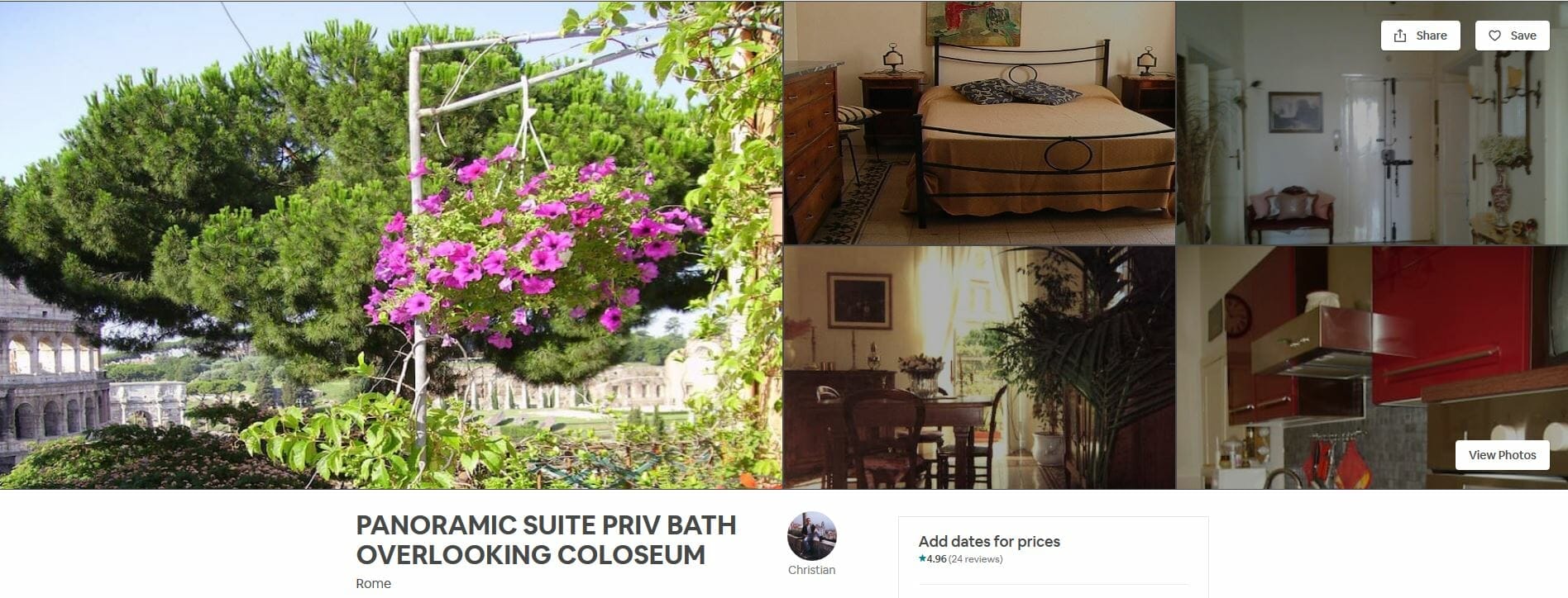 best airbnbs rome Panoramic Suite Private