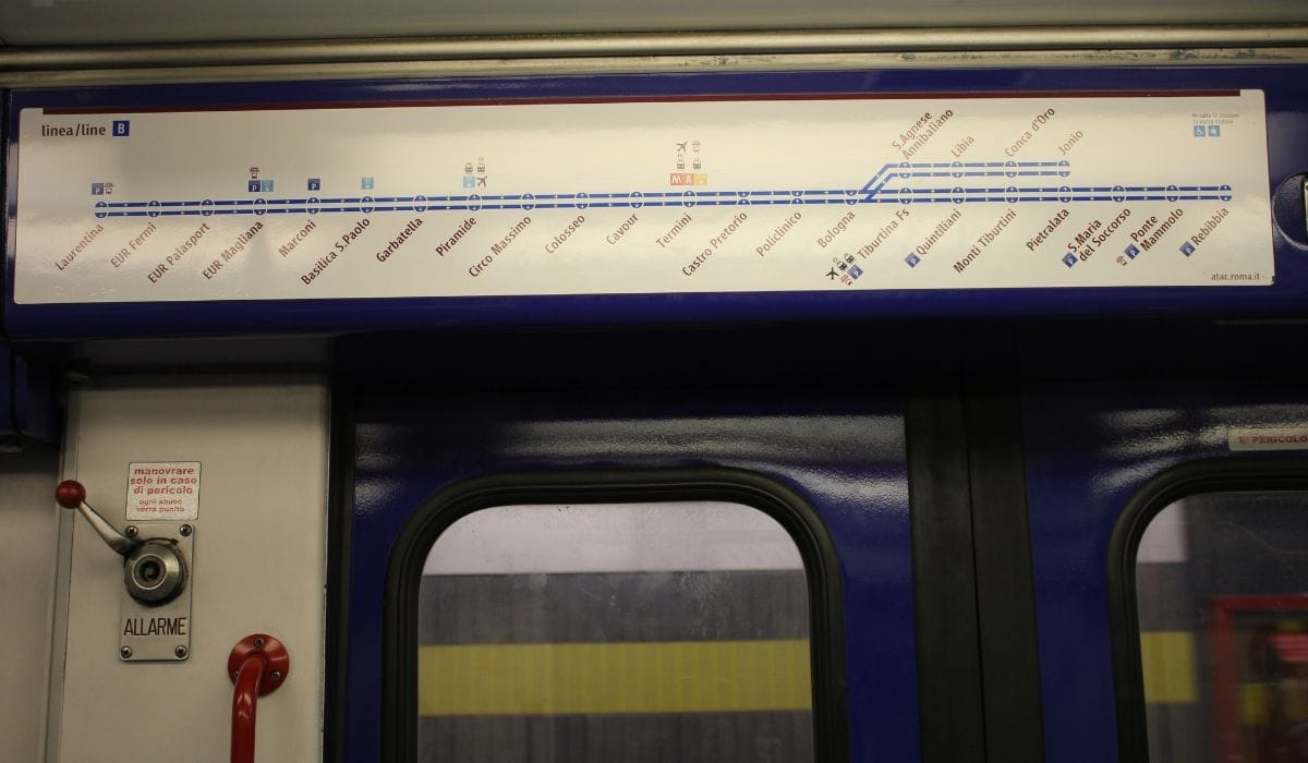 Map line b inside metro in Rome