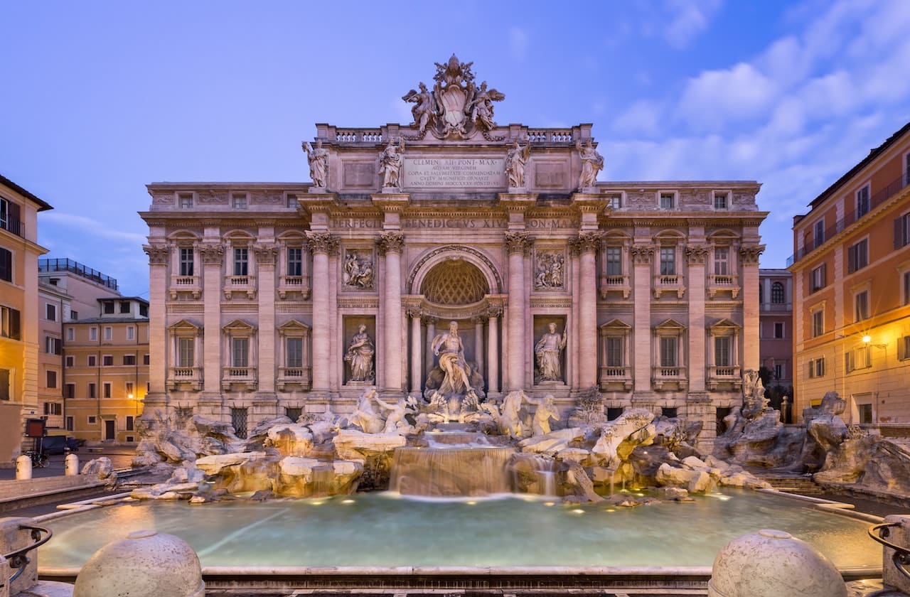 Trevi fountain at night