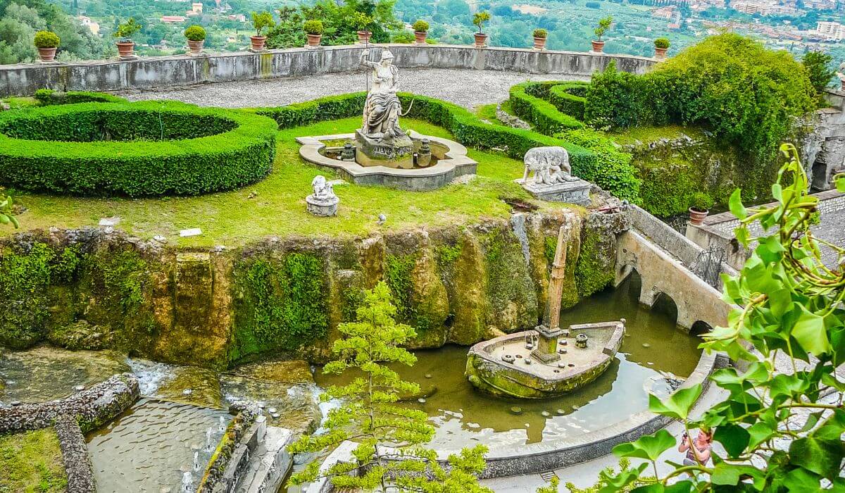 Gardens in Tivoli in Rome